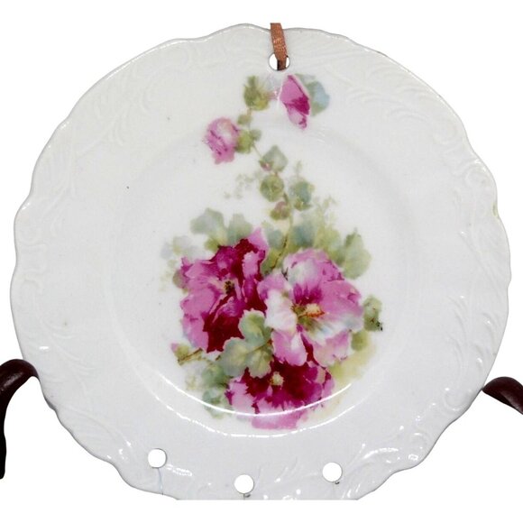 Floral Porcelain Plate & 3 Collectible Souvenir Spoons Handmade Wind Chimes Vtg - Picture 2 of 3